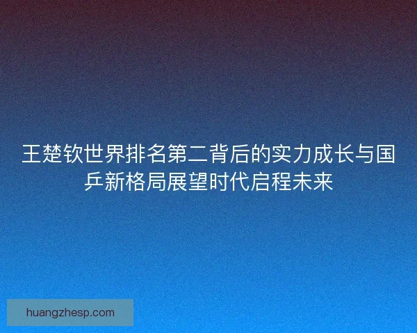王楚钦世界排名第二背后的实力成长与国乒新格局展望时代启程未来