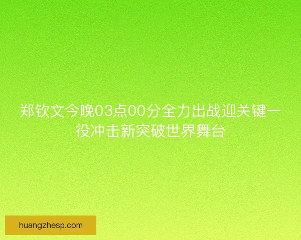 郑钦文今晚03点00分全力出战迎关键一役冲击新突破世界舞台