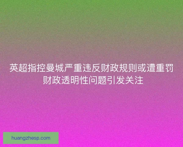 英超指控曼城严重违反财政规则或遭重罚 财政透明性问题引发关注